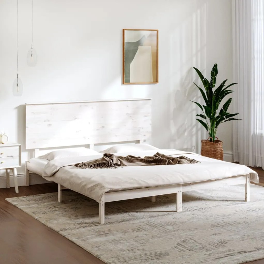 vidaXL Cama sem colchão 200x200 cm madeira de pinho maciça branco