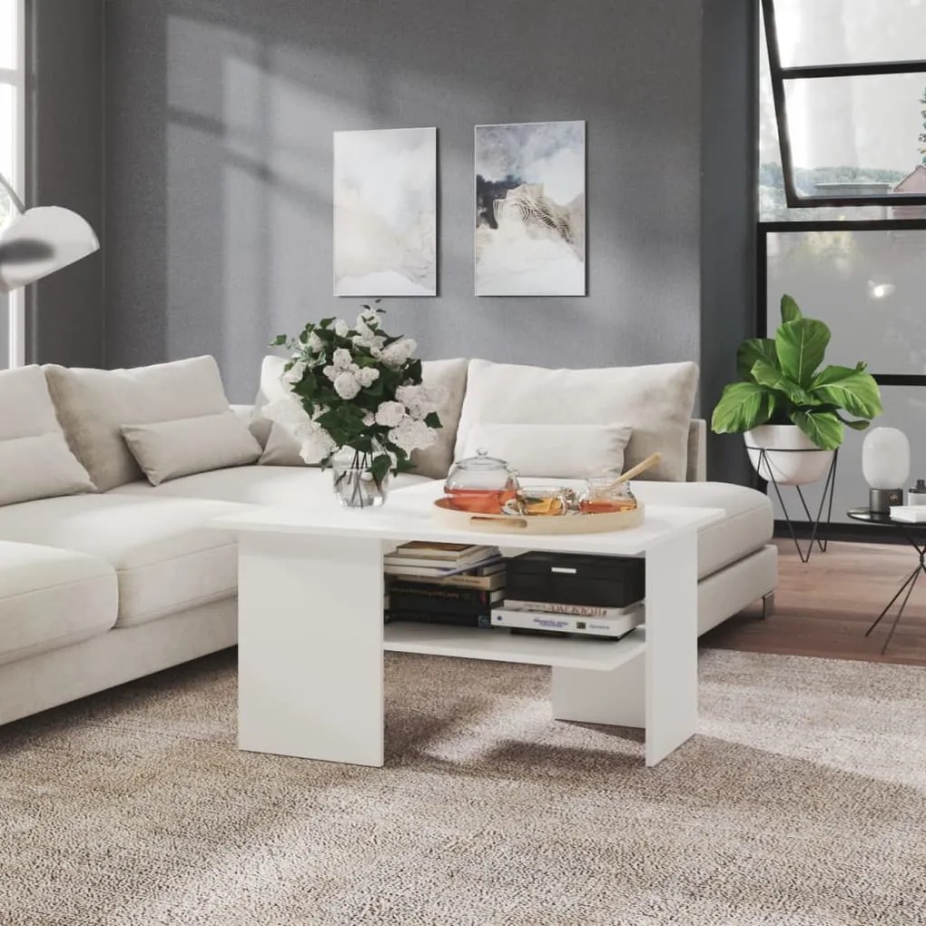 806849 vidaXL Mesa de centro 90x60x46,5 cm contraplacado branco