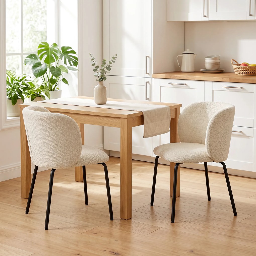 Conjunto de 2 Cadeiras de Jantar, 58 x 57 x 77 cm (MESA NÃO INCLUIDA), Estofadas em Chenille, Bege