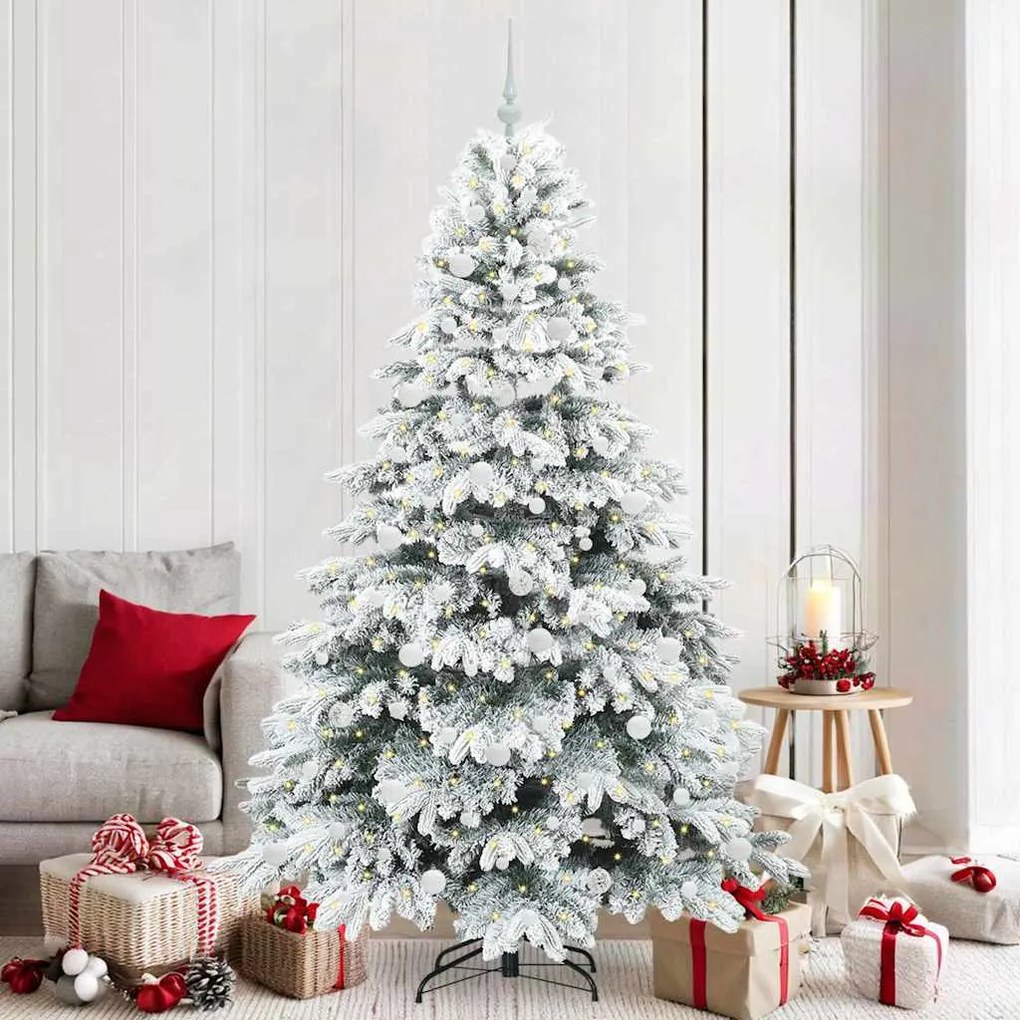 vidaXL Árvore de Natal Artificial com 300 LEDs Branco 210 cm PE e PVC