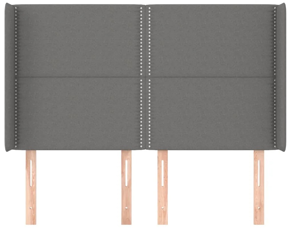 Cabeceira cama c/ abas tecido 147x16x118/128 cm cinzento-escuro