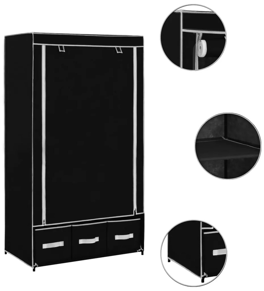Roupeiro 87x49x159 cm tecido preto