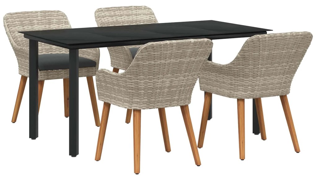 vidaXL Conjunto de Jantar para Jardim 5 pcs Cinzento-claro vime PE