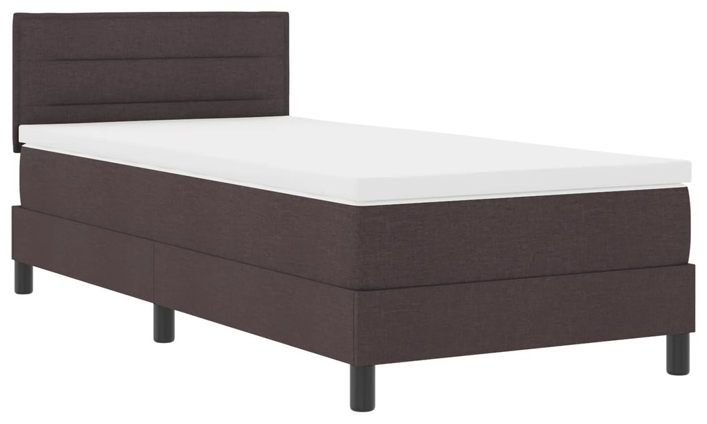 Cama Box com Colchão Castanho Escuro 80x200 cm Tecido
