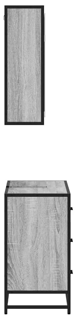 2 pcs conjunto móveis WC derivados de madeira sonoma cinza