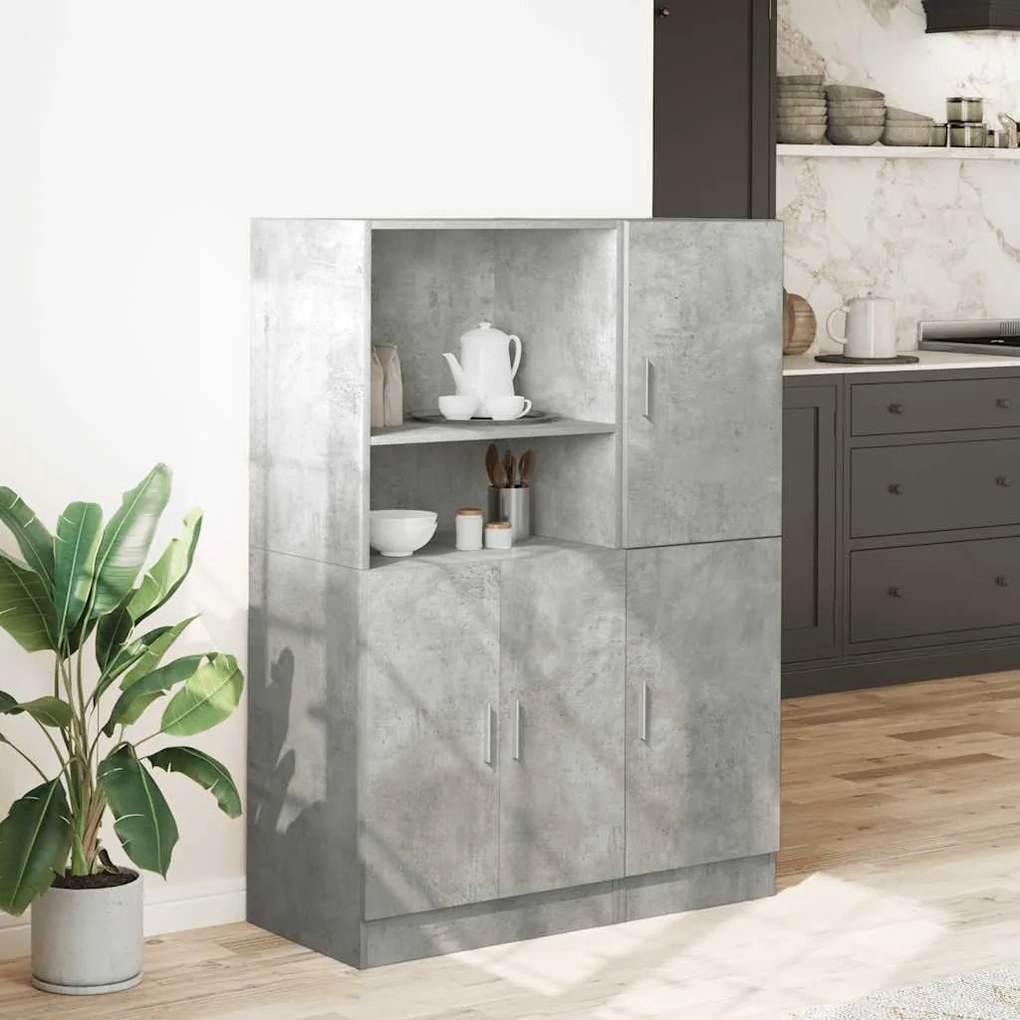 2 pcs armário de cozinha conjunto deriv. madeira cinza cimento