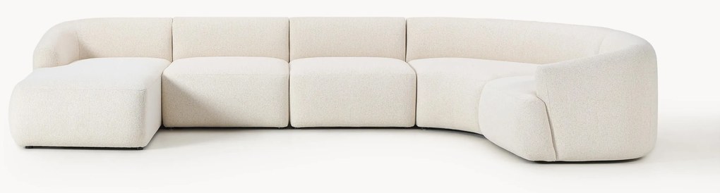 Sofá de canto comprido modular em bouclé Sofia