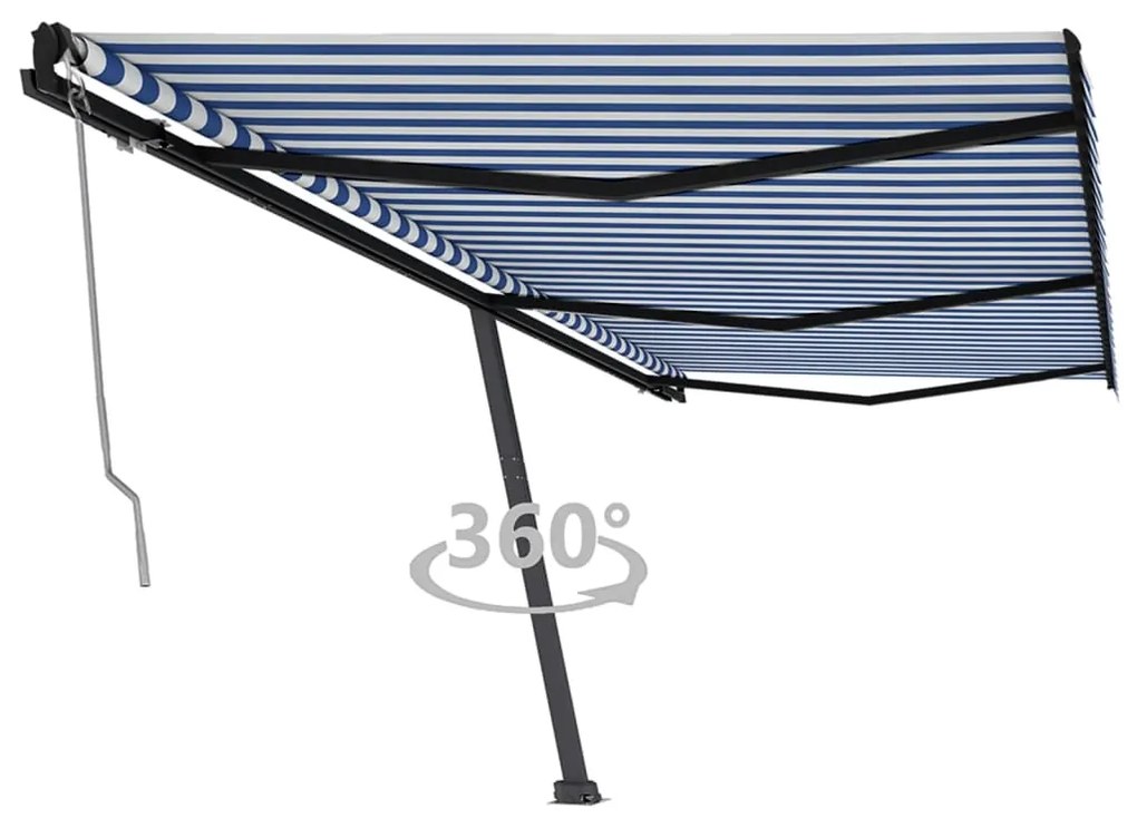 Toldo automático independente 600x350 cm azul e branco