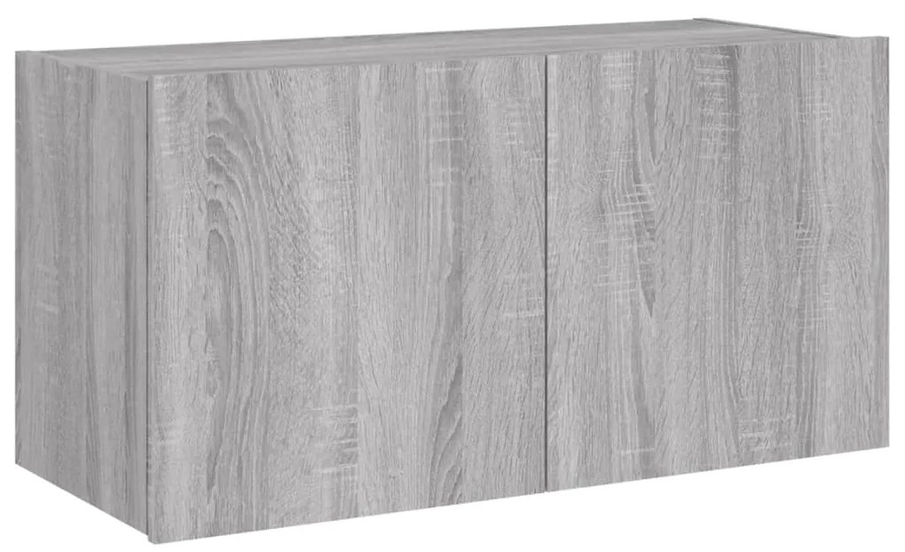 Móvel de parede p/ TV c/ luzes LED 80x35x41 cm cinzento sonoma