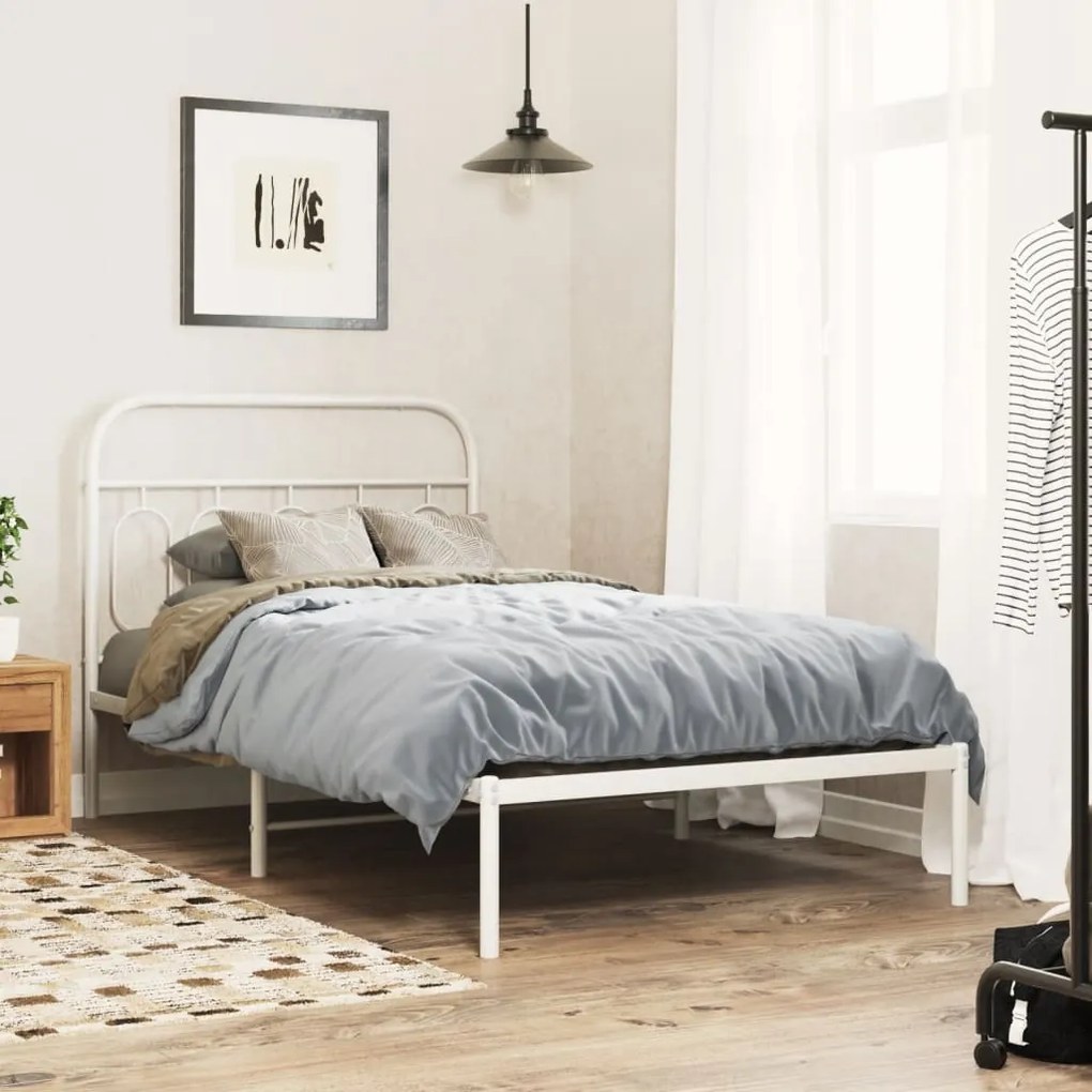 Cabeceira de cama 107 cm metal branco