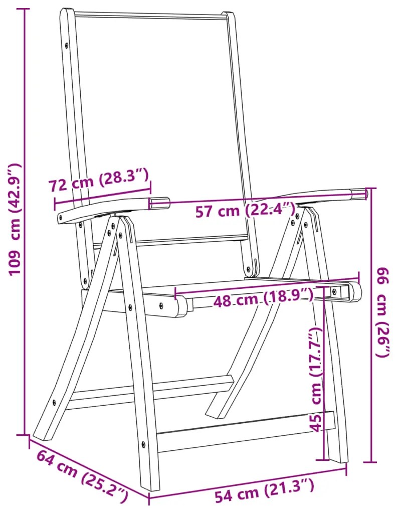 Cadeiras de jardim dobráveis 6 pcs acácia maciça e textilene
