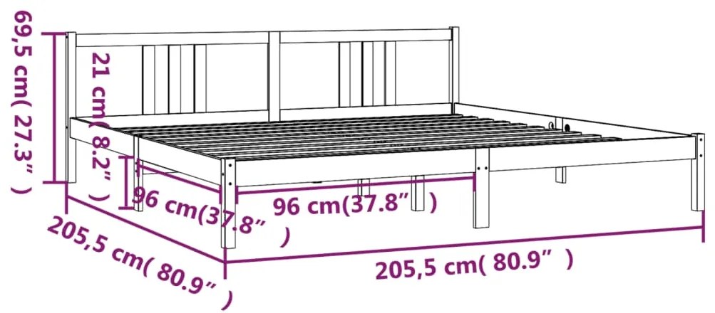 Estrutura de cama 200x200 cm madeira maciça castanho mel