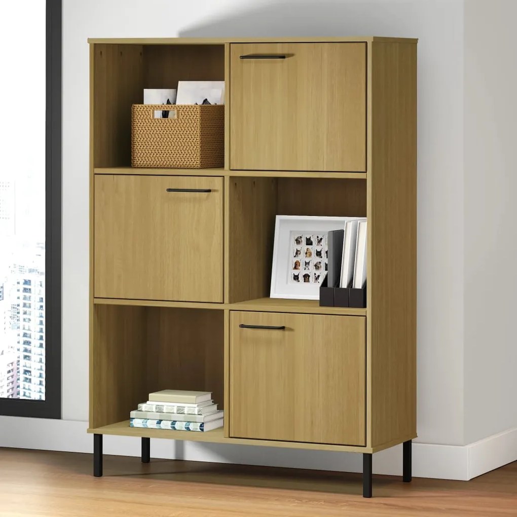 vidaXL Estante c/ pernas metal 95x35x128,5 cm madeira OSLO castanho