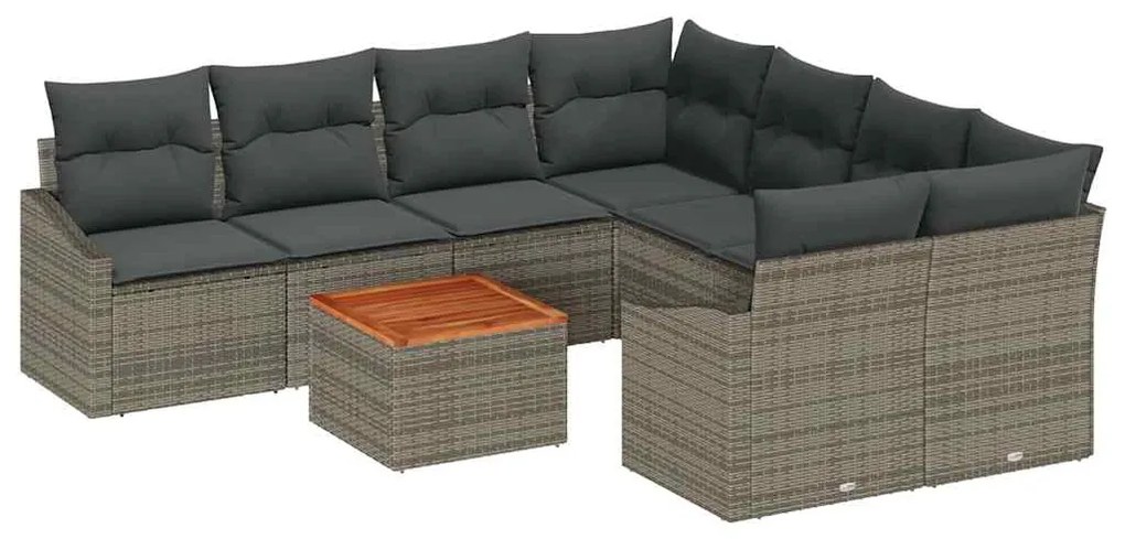Conjunto de Sofá de Jardim 9 pcs Cinzeto 55 x 55 x 37 cm Vime