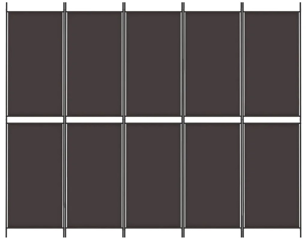 Biombo/divisória com 5 painéis 250x200 cm tecido castanho