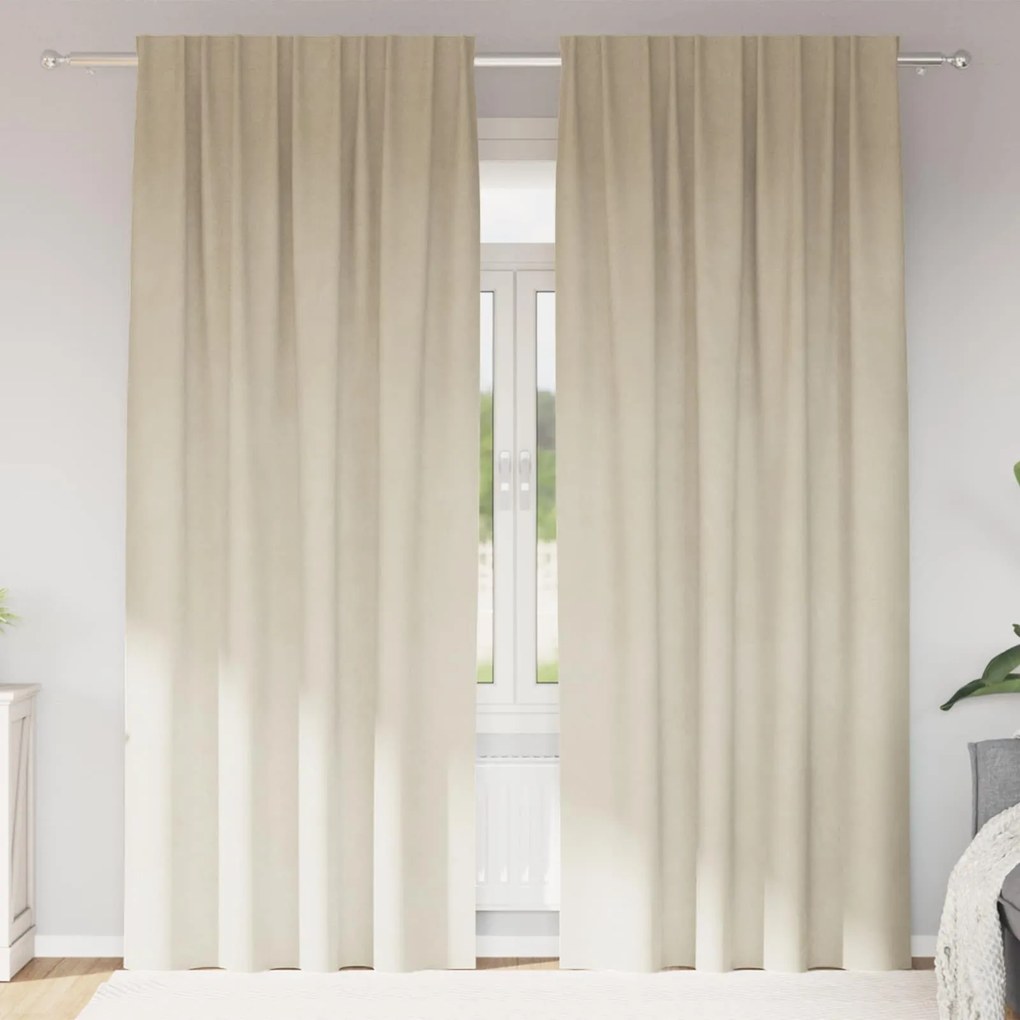 vidaXL Cortinas opacas 2 pcs Creme 140 x 260 cm Veludo
