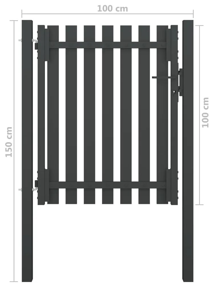 Portão de cerca para jardim 1x1,5 m aço antracite