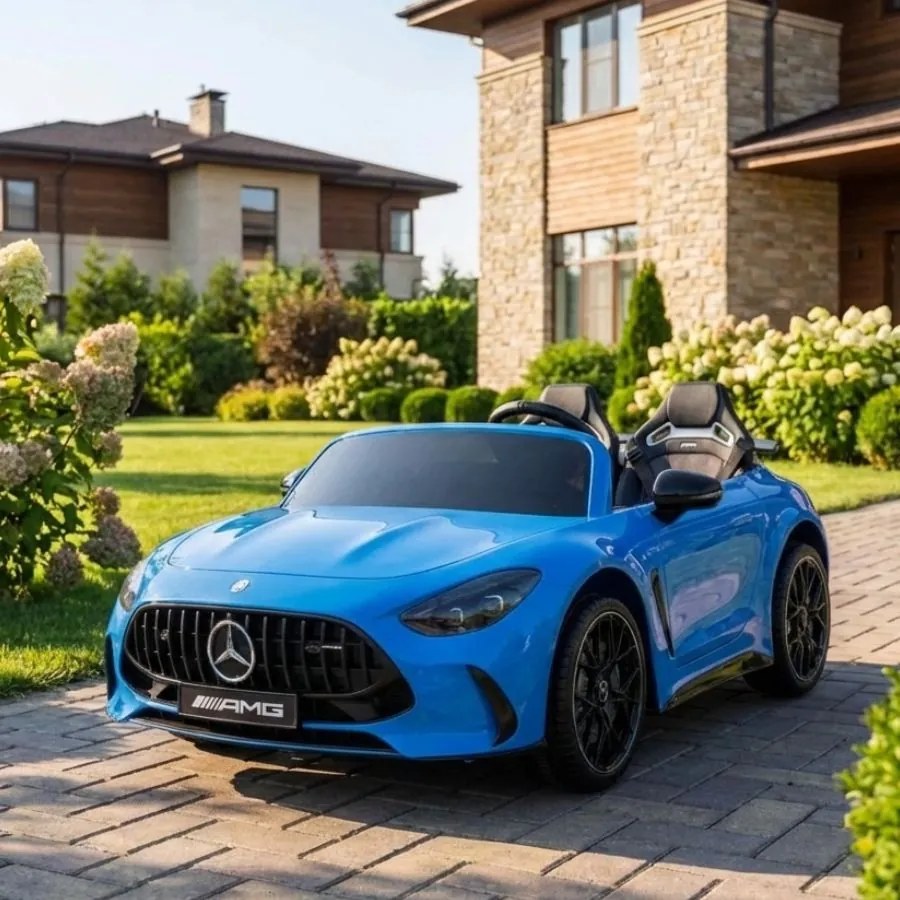 Carro elétrico para Crianças 24V, 2 Lugares, 4x4 Mercedes-Benz GT63 AMG, Rodas de espuma EVA, assento Couro ecológico Azul
