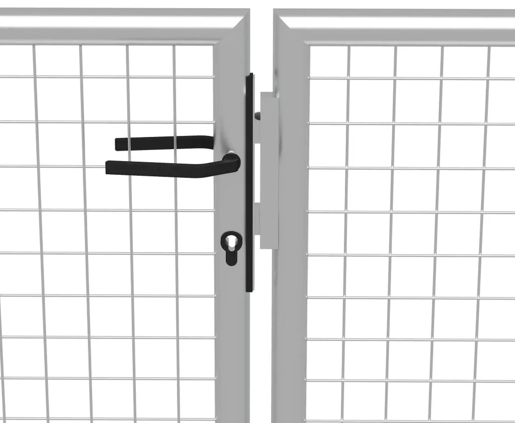 Portão de jardim em aço galvanizado 415x225 cm prateado