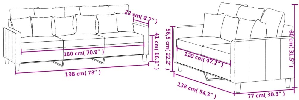 2 pcs conjunto de sofás com almofadões veludo rosa