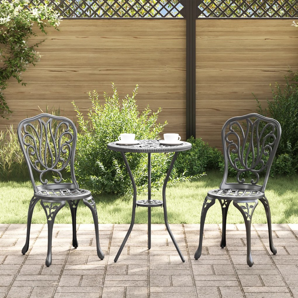 Conjunto de Jardim bistrô de 3 Peças vidaXL Preto em Alumínio Fundido