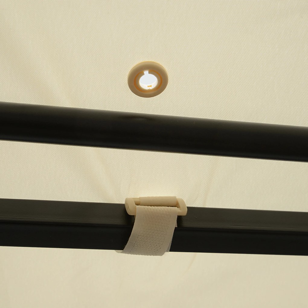 Outsunny Pérgola de Jardim 3x2,5m Pérgola Montada na Parede com Teto Retrátil 10 Orifícios de Drenagem Estrutura de Aço e Poliéster 180 g/m² para Pátio Terraço Exterior Creme