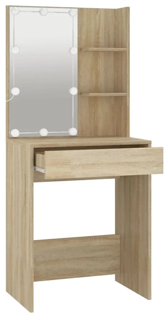 Toucador com LEDs 60x40x140 cm carvalho sonoma