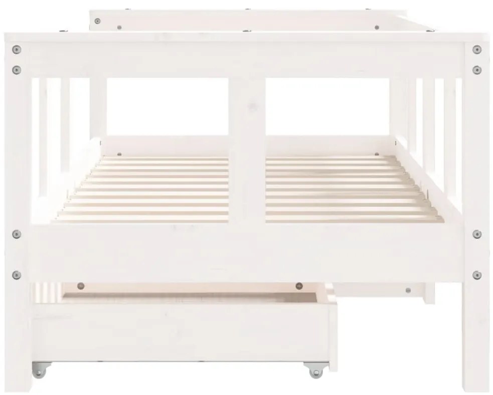 Estrutura cama infantil c/ gavetas 70x140cm pinho maciço branco