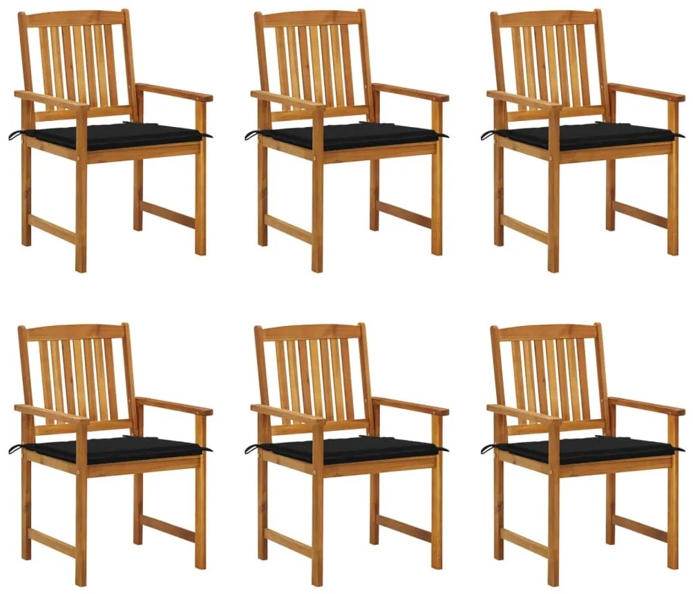 Cadeiras de jardim com almofadões 6 pcs acácia maciça