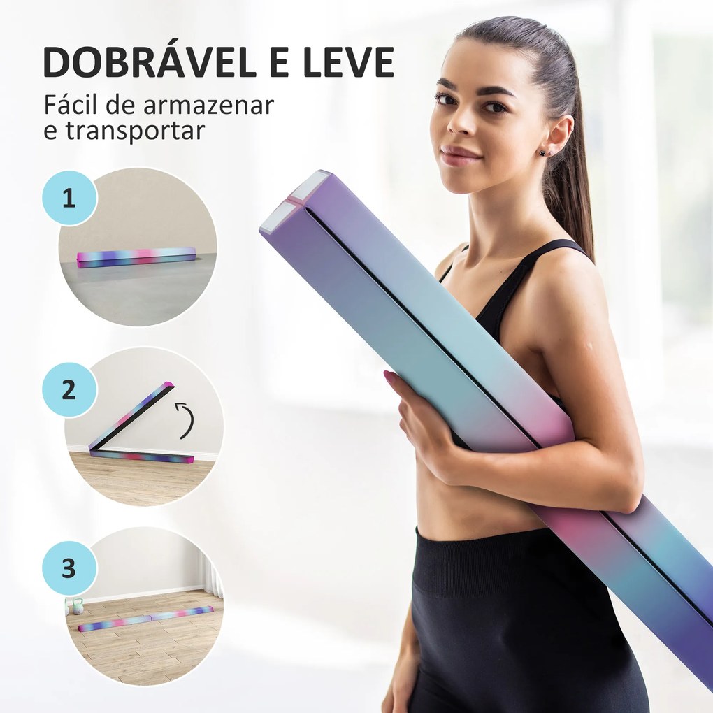Barra de Equilíbrio de Ginástica Dobrável 236 cm com Base Antiderrapante Viga de Equilíbrio para Treino em Casa Multicor