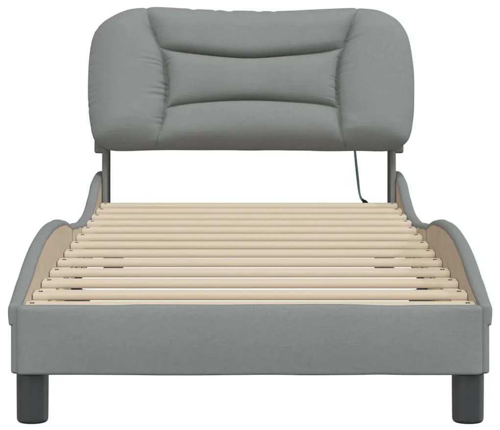 Estrutura de cama com LED sem colchão 90x200 cm tecido