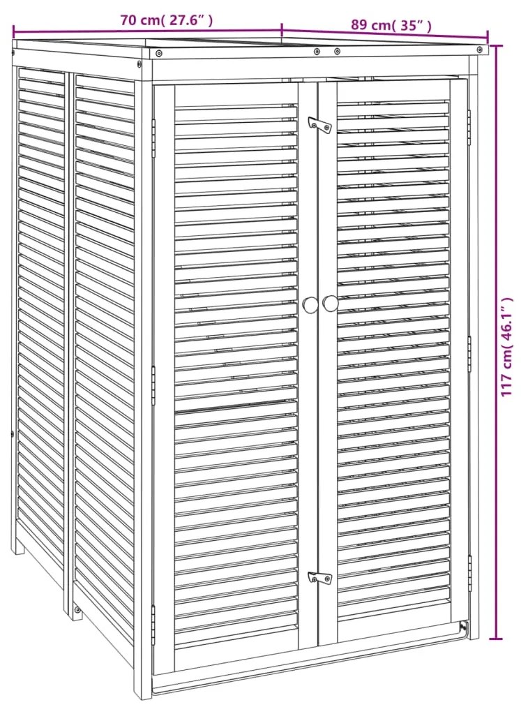 Abrigo individual p/ caixote do lixo 70x89x117 cm acácia maciça