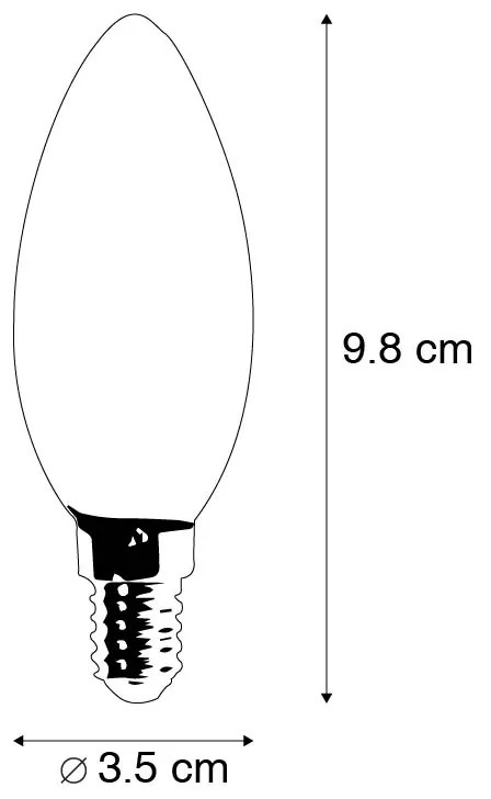 Conjunto de 3 Lâmpadas LED E14 reguláveis com efeito de vela B35 5W 380lm 2700K