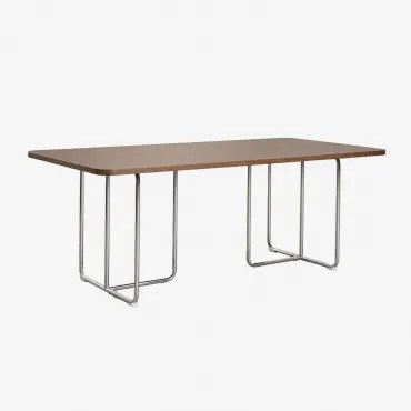 Mesa De Jantar Retangular Em Mdf E Aço Inox Tento Folheado De Nogueira & 200 X 100 Cm - Sklum