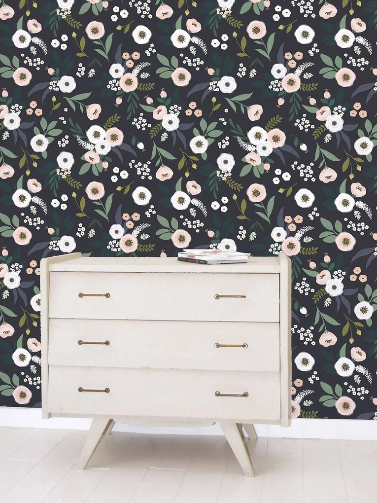 Papel de parede, Lilipinso azul escuro estampado