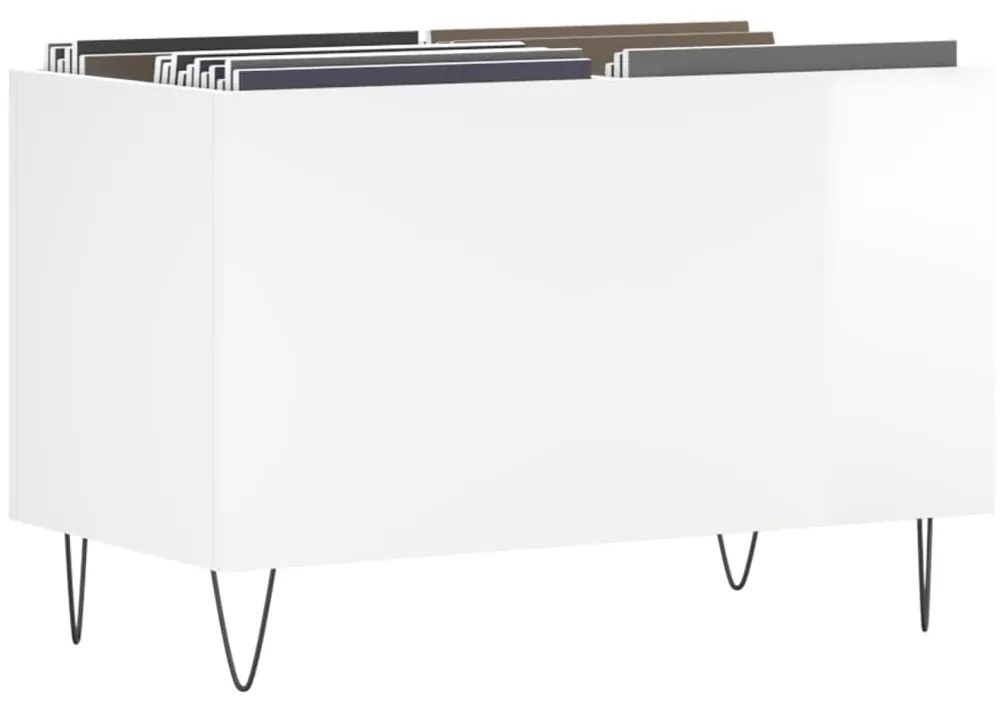 Armário p/ discos 74,5x38x48 cm deriv. madeira branco brilhante