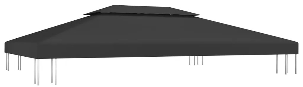 Cobertura de gazebo com 2 camadas 310 g/m² 4x3 m preto