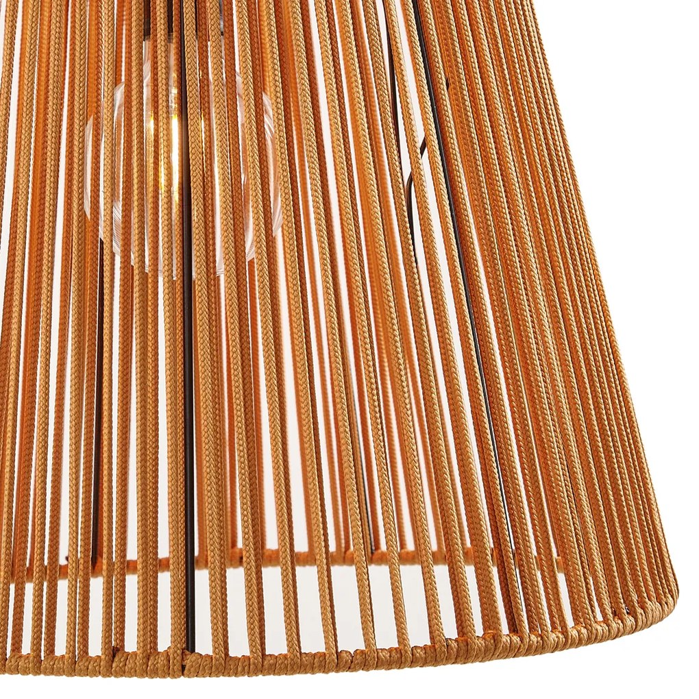 Candeeiro suspenso de exterior preto com abajur de corda laranja IP44 - Cava Jayla