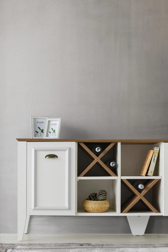 Aparador Rustic – Branco e Nogueira (180 x 72 x 35 cm) | Estilo, Funci
