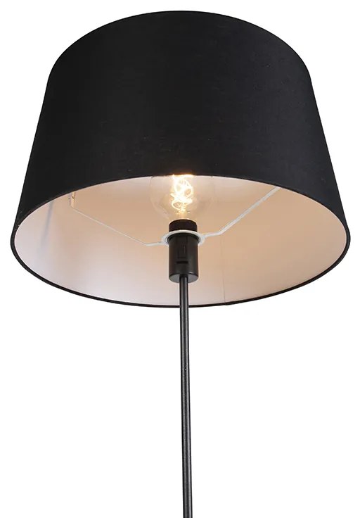 Candeeiro de pé preto com abajur de linho preto 45 cm ajustável - Parte Clássico / Antigo