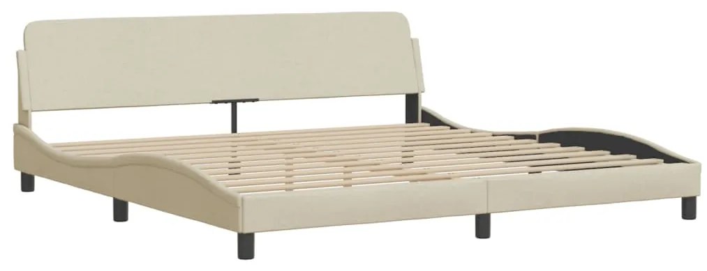 Estrutura de cama sem colchão 200x200 cm tecido cor creme