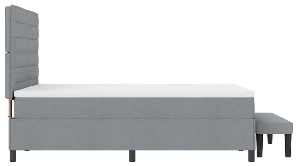 Cama Box Spring com Colchão e Banco Cinza Claro 140x200 cm Tecido