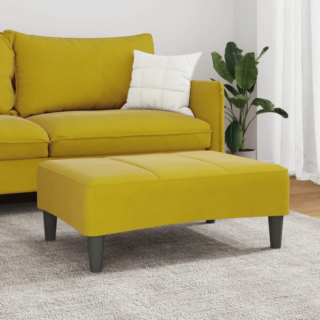 Apoio de pés 77x55x31 cm veludo amarelo