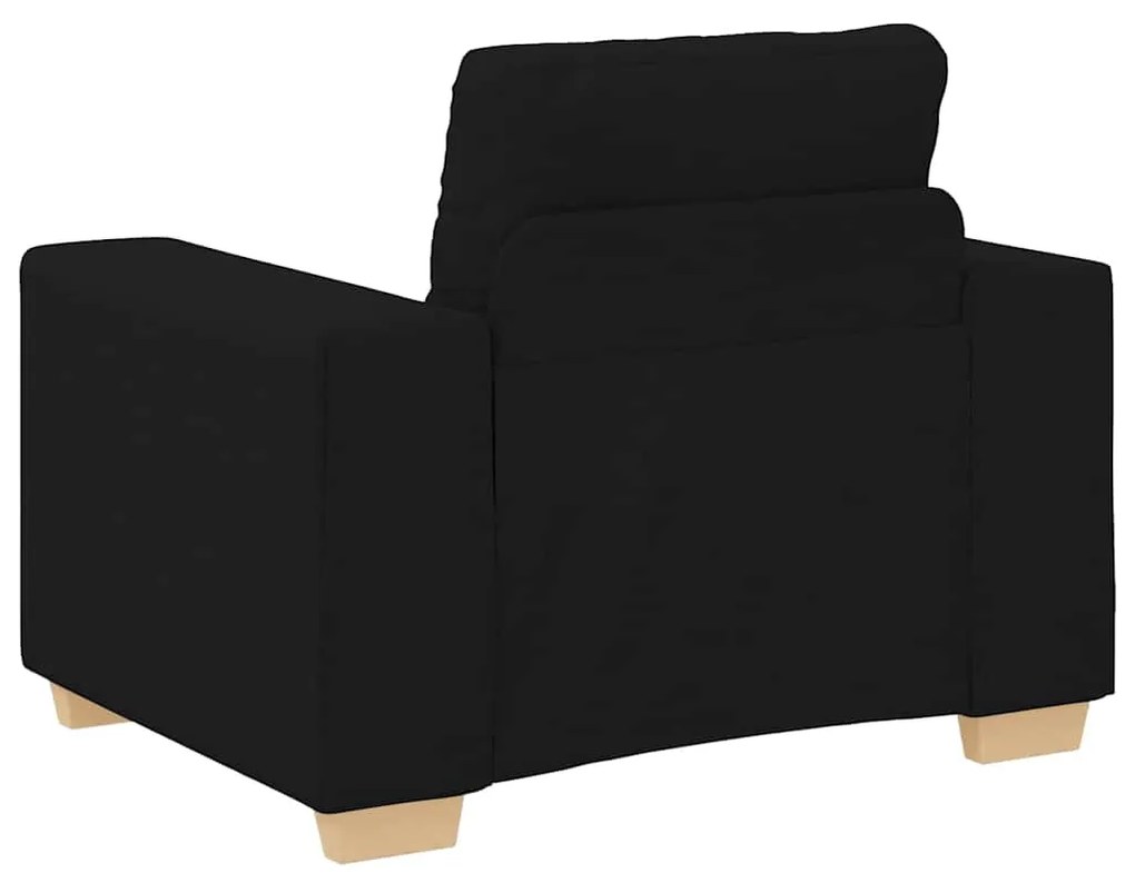 Conjunto de Sofá de 3 Peças com Almofadas em Tecido Preto