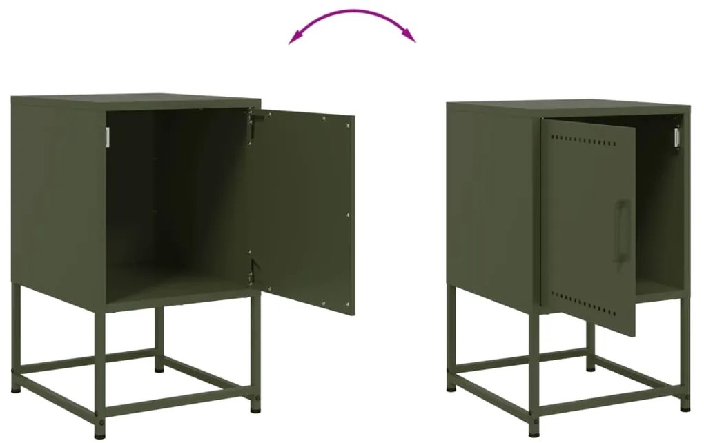 Mesas de cabeceira 2 pcs 36x39x60,5 cm aço verde azeitona