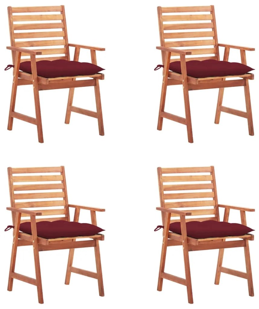 Cadeiras de jantar p/ jardim 4 pcs c/ almofadões acácia maciça