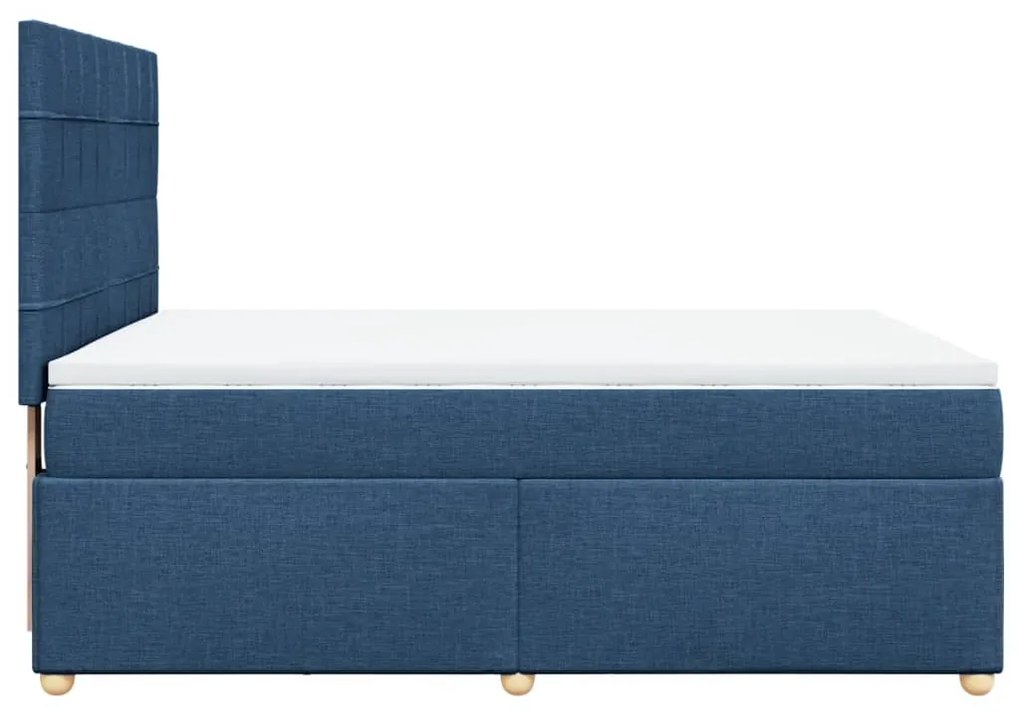 Cama com molas/colchão 140x200 cm tecido azul