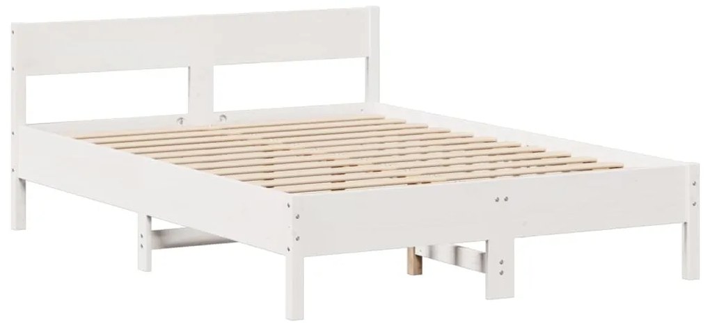 Cama com estante sem colchão 140x190 cm pinho maciço branco