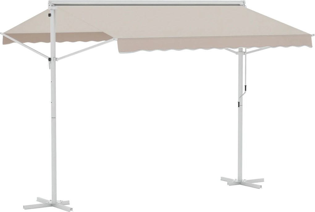 Outsunny Toldo 300x295x260 cm com Manivela Ângulo Ajustável Proteção Solar Portátil para Jardim Terraço Pátio Bege | Aosom Portugal