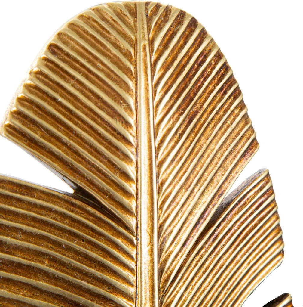 Castiçal de Parede "Leaf" em Metal Dourado e Preto – 12,8x8,9x31,2 cm